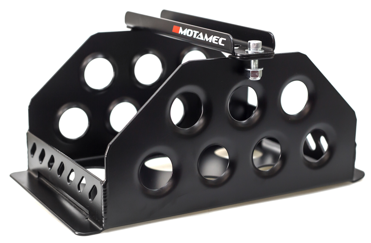 Motamec Std Size Alloy Car Battery Tray Aluminium Box Holder Black